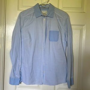 white and blue shirt